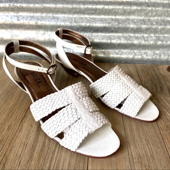 Beliza Shoes - Beliza White Leather Kitten Heel Sandal